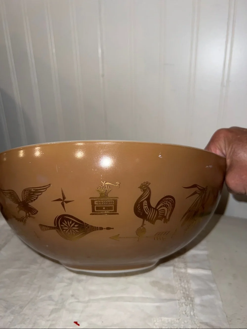 Vintage Pyrex Early American Cinderella mixing bowls 444 443 441